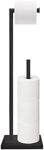 Gzila Free Standing Toilet Paper Holder Stand with Reserve, Heavy Weighted Marble Design Base SUS304 Stainless Steel… (Black) - Image 2