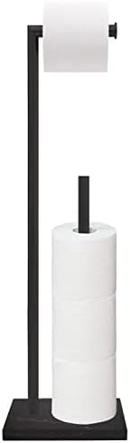 Gzila Free Standing Toilet Paper Holder Stand with Reserve, Heavy Weighted Marble Design Base SUS304 Stainless Steel… (Black) - Image 2