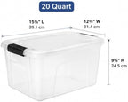 20 Quart Plastic Stackable Storage Totes with Lids, Totes, Clear, 6 Pack - Image 4