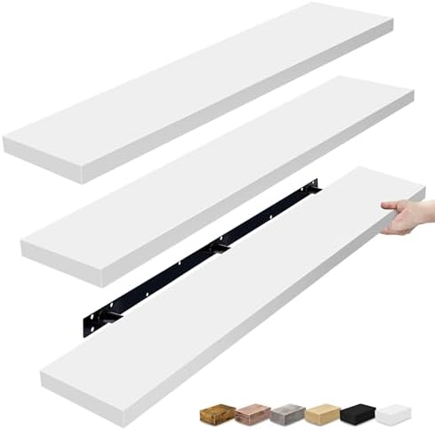 Sorbus Floating Shelves for Wall Storage (55 Inch, 3 Pack, White) by Sorbus