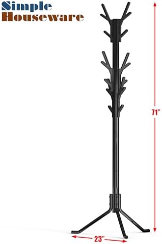Simple Houseware Standing Coat/Hat Hanger Tree Shaped Rack, 18 Hooks, Black - Image 6