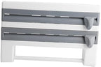 Plastic Wrap Dispenser, Wall Mount Kitchen Sauce Bottle Storage Rack Paper Towel Holder Foil Cling Film Cut Dispenser with Cutter (Grey White) - Image 2