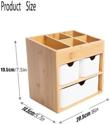 Small Bamboo Makeup Organizer（5.7" D x 8" W x 7.5" H） - Image 3
