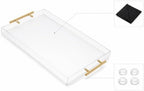 Clear Acrylic Tray 20x16” with Golden Metal Handles - Large Plastic Tray for Serving Guests, Countertop Organization, Ottoman Coffee Table & Vanity – Modern Decorative Tray for Home & Office - Image 4