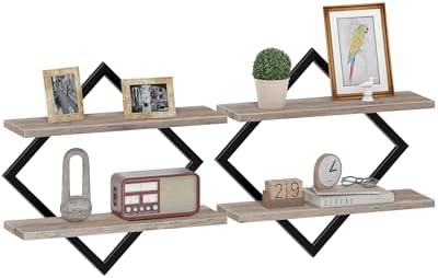 CHOEZON Floating Shelves for Wall, Set of 2 Wall Mounted Shelves, 2-Tier Hanging Shelves, for Living Room, Bedroom, Kitchen, Office, Study, Greige TBJ01P2BG by Choezon