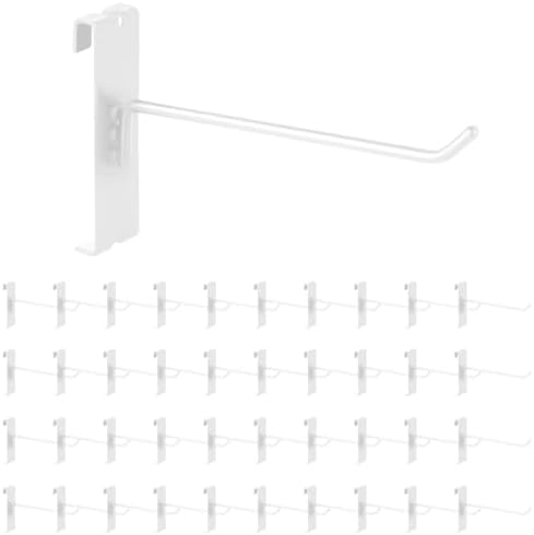40Pcs 6" Gridwall Display Hooks Assortment Set, White Metal Grid Wall Panel Hanging Display Hook for Garage Shop Retail Storage, Wire Diameter 5mm/ 0.2” by Yauhar