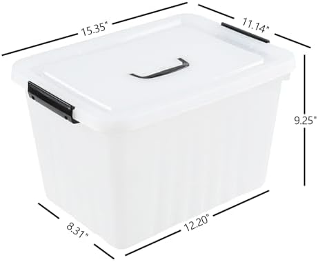 Bringer 4-Pack Clear Plastic Latching Box, 18 L Storage Bin with Handle - Image 3