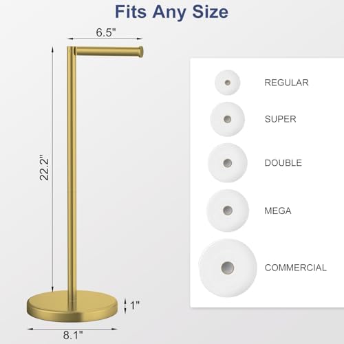 Brushed Gold Toilet Paper Holder Stand Freestanding Toilet Paper Stand - Image 2