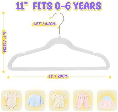 Flottian 50 Pack Baby Velvet Hangers Kids 11",Baby Hangers with Gold Hook - Image 2