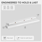Homeforia 48 Inch Floating Shelves, High-End Solid Pine Wood, Set of 2 - Image 2