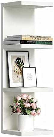 upsimples 4-Tier Floating Wall Shelf, White Vertical Vanity Decor Shelves by upsimples