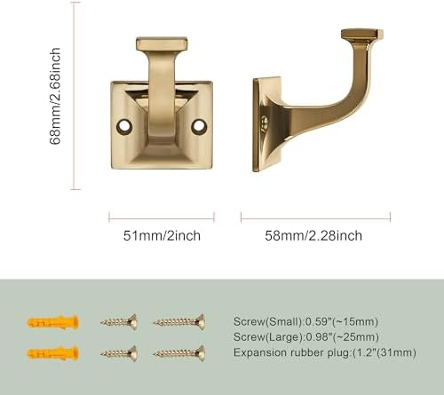 SAILING 3 Pack Coat Hooks - Champagne Bronze Robe Hooks Decorative Wall Hooks for Bathroom Bedroom Kitchen Towel Robe Clothes Cabinet Closet Bathroom Hardware - Image 2