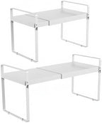 11" Deep Expandable Cabinet Shelf Organizer Riser, 2-Pack White by Unknown