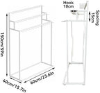 Floor Mounted Belt Hanger, Stepped Belt Display Rack with Hanging Rods and Hooks, 21 Hooks, Lengthened and Bolded, Capacity for Ties, Scarves, Accessories(White) - Image 2