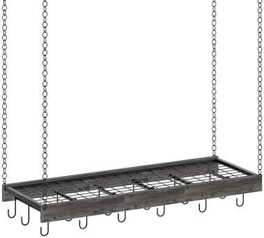 CHOEZON Hanging Pot Rack, 35.4" L x 13" W Ceiling Pot Hanger, Industrial Style Pot Rack, Wall Mounted Pot Hanger for Kitchen, Pot and Pan Hanging Rack, with Hooks, Charcoal Black and Black TPR12BCC1 by Choezon