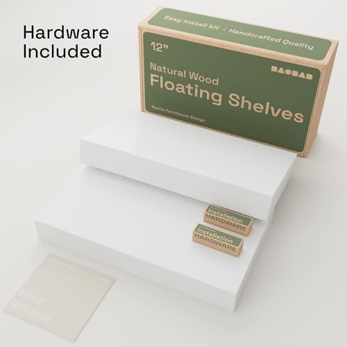 Solid Wood Floating Shelves for Wall 12 Inch White, Small Wooden Shelf - Image 6