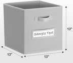 13x13 storage cube bins (Set of 10) Foldable Fabric storage cubes with 10 Labels Window Cards & a Pen,13 inch cube storage bins,Closet Organizers for Shelves,Cubby Organizer Boxes,Light Gray - Image 2