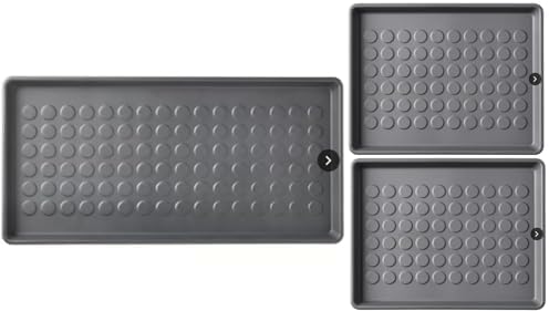 Rubber Boot Trays for Entryway, for Boots, Shoes, Sandals, Slip-on, Trays, Shoe Mats for Indoor and Outdoor Use,(1 Larger) = 28"x14"; and (2 Smaller) = 18"x14" (Set=3) by Unknown