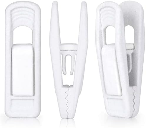 Tinfol White Velvet Hanger Clips, 80PC Pants Velvet Clips, Clothes Hanger Clip Clothes Pin, Strong Finger Flocked Clip Perfect for Slim-line Clothes Velvet Hangers by Tinfol