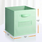 13x13x13 storage cube bins(Set of 8) Fabric storage cubes with 8 Labels Window Cards & a Pen, storage cubes 13x13, Collapsible 13 inch cube storage bins, Cubby Organizer Boxes, Grass Green - Image 3