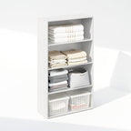 Furinno Reed Closet Organizers and Storage, 4-Tier Closet Organizer, Open Shelf Closet Storage, for Wardrobe, Bedroom, Living Room, White - Image 4