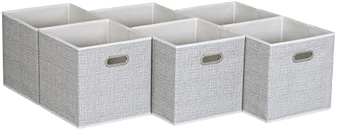 Household Essentials White Mix Set of 6 Open Fabric Cube Storage Bins, 11 x 11 by HouseholdEssentials