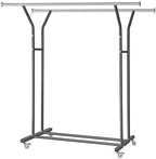 VICERII Clothing Rack, Heavy Duty Clothes Racks with Wheels and Bottom Shelf, 52.36’’ Metal Double Clothing Racks with Wheels, Wardrobe Rack for Hanging Clothes, Coats, Shirts, Skirts, Dresses, Black by VICERII