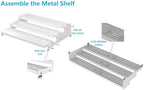 Jojocross Spice Rack Organizer for Cabinet, 3 Tier Expandable Shelf, Great for Kitchen Cabinets, Cupboard,Pantry and More,Metal Plate with Hole (2 Packs/White,9.45" D x 12.8"~24“L x 3.56" H) - Image 6