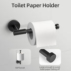 Matte Black Bathroom Hardware Accessories Towel Bar Set 5 Pieces - Image 6