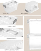 EOENVIVS Plastic Storage Bins 7 Quart-Storage Organizer Bins with Grey Buckle Lids, Stackable Storage Bins with Lids for Home Office Kids Room Closet School Art Supplies Organization,6 Packs, Clear - Image 3