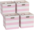 13 x 13 x 13 Inch Linen Stripe Storage Cubes for Home Organizing, Pack of 4 by ORGMASTER