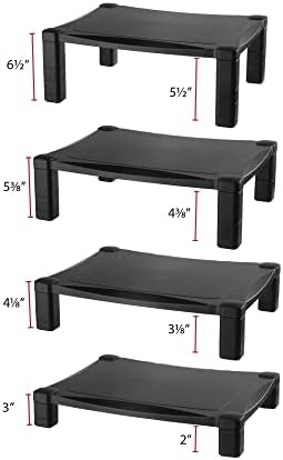 Kantek Single-Level Monitor Stand, 17" X 13.25" X 3" To 6.5", Black, Supports 50 Lbs - Image 2