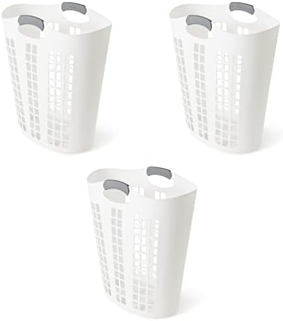 Gracious Living Easy Carry Flex Collapsible Laundry Hamper, White, 3-Pack by GraciousLiving