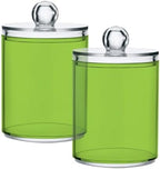 4 Pack Qtip Holder Dispenser with Lids,Green Storage Containers,Bathroom Canisters Organizer for Cotton Ball,Cotton Swab,Cotton Round Pads,Floss 21214713 - Image 7