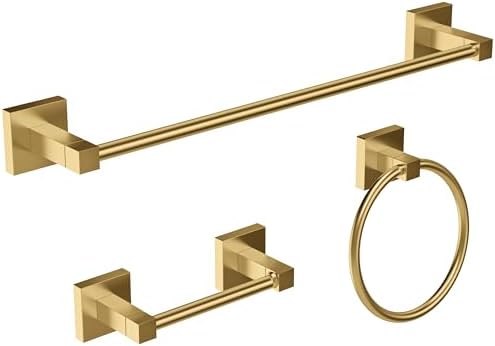 RUACQ Bathroom Accessories, 3-Piece Bathroom Hardware Set, Brushed Gold by Ruacq
