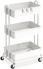Simple Houseware 3-Tier Heavy Duty Metal Utility Rolling Cart, White by SimpleHouseware