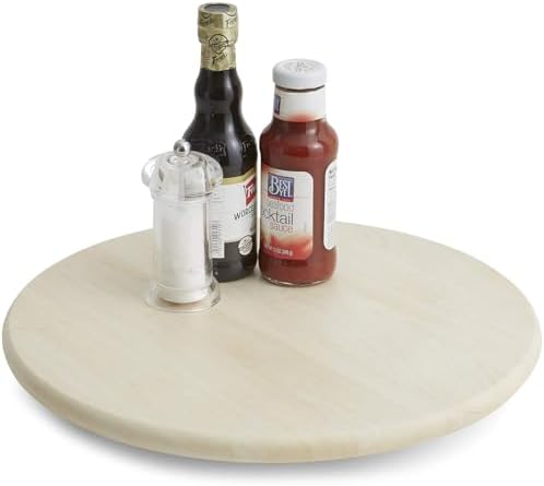Woodard & Charles Round Wood Lazy Susan Turntable, 16", Whitewash, 6 Pack by WoodardandCharles