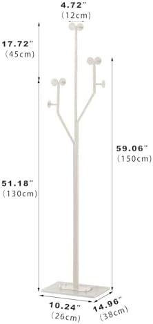 JIAYUEJU Freestanding Coat Rack Marble Base Coat tree Heavy Duty(White) | Tree-shaped Easy Assembly Space Saver Metal Frame 8 Hooks for Entryway Bedroom Living Room Office Corner - Image 2