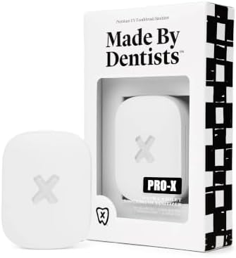 Made By Dentists PRO-X UV Toothbrush Sanitizer Clip - 5-Minute UV-C Cycle, 30-Day Battery, Universal Fit for Manual & Electric Toothbrushes, TSA-Friendly, Portable, White by MadeByDentists%E2%84%A2
