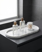 OOBOOB Oval Natural Marble Bathroom Tray for Decor Countertop, Marble Vanity Tray for Candles Perfume, Jewelry, Cosmetics, Elegant Vanity Organizer for Jewelry, Perfume - Image 4