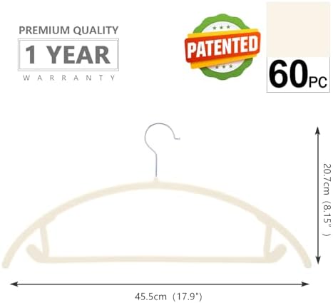 MIZGI Velvet Hangers 60 Pack, Patented Rounded Shoulder Sweater Hangers - Image 2