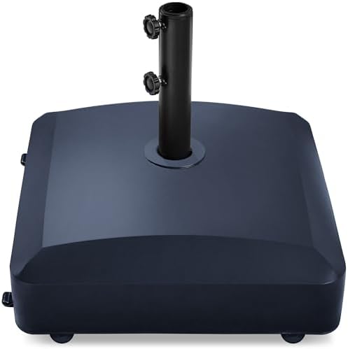 Best Choice Products 123lb Capacity Fillable Mobile Umbrella Base Heavy Duty Market Stand for Patio, Deck, Poolside w/ 4 Wheels, 2 Locks, 2 Knobs, Wind-Resistant Design - Navy Blue by BestChoiceProducts