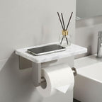Toilet Paper Holder with Natural Marble Shelf for Bathroom Washroom,Wall Mounted Tissue Holder Suitable for Mega Roll (Brushed Nickel,Small 6.7 * 4.3 in) - Image 6