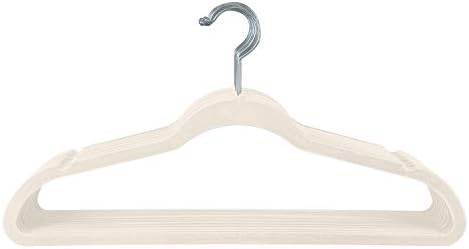 Simplify Slim Velvet Clothes Hangers | 100 Pack | Non-Slip | Shirts | Suit | Pants | Dresses | Garments | Closet Storage & Organization | Durable | Ivory - Image 6