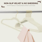 Korpai 50 Pack Beige Velvet Hangers,Felt Hangers with Gold 360°Swivel Hook,Coat Hanger Non Slip,Heavy-Duty,Space Saving,Slim Clothes Hangers for Pants,Outfit,Skirts,Suits,Coats,Dresses ect. - Image 3