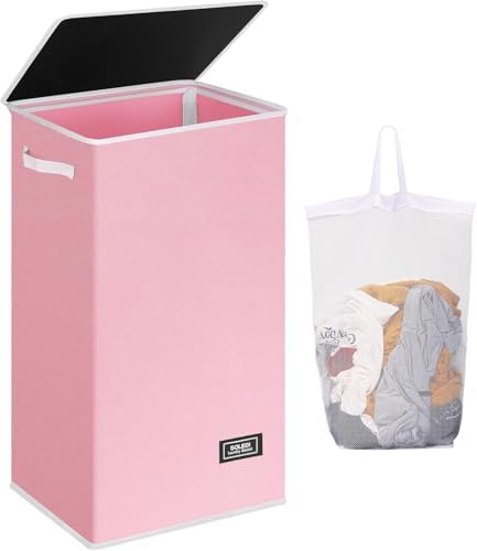 SOLEDI 100L Laundry Hamper with Lid, Large Collapsible Laundry Basket by SOLEDI