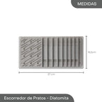 Lyor Dish Drying Rack with Diatomite Stone Mat, Countertop Drainer for Plates, Cups and Utensils, Gray, Absorbent Drying Tray for Kitchen Countertop, Space-Saving Design 14.5 x 6.5 x 1.6 in - Image 6