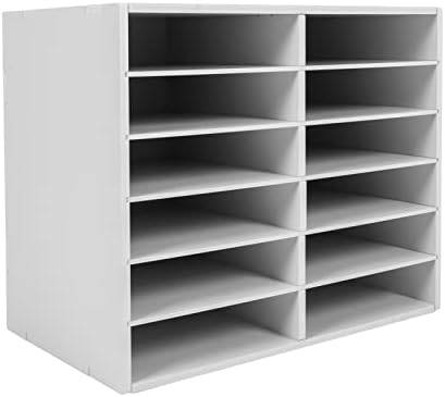 Literature Organizer, 12 Slots Compartments Mail Organizer, Literature Organizers for Office, Paper Shelves Classroom Mailbox, for Office Home School (White) - Image 2
