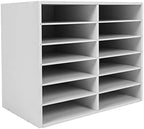 Literature Organizer, 12 Slots Compartments Mail Organizer, Literature Organizers for Office, Paper Shelves Classroom Mailbox, for Office Home School (White) - Image 2
