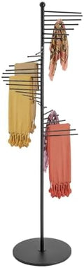 DYRABREST 67" Freestanding Scarf Organizer, Metal Spiral Scarf Holder with 30 Rods, Commercial Hijab Organizer Belt Pants Hanger for Clothing Store Home, Space Saving Shelves (Black) by DYRABREST